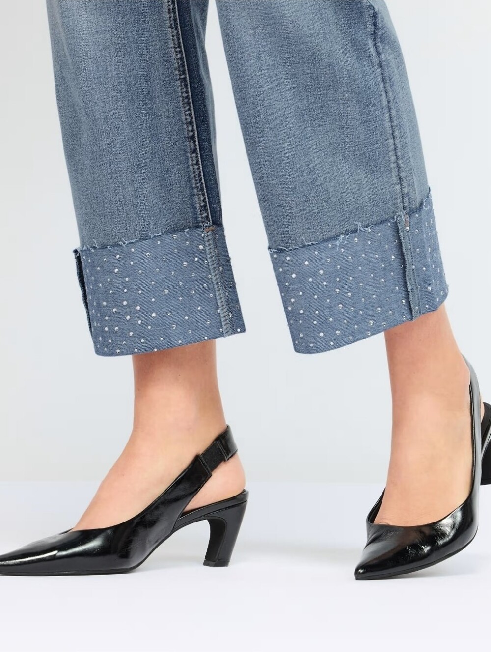 Straight Leg Jean with Rhinestone Cuff - Picture 3 of 6